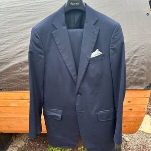 Isaia Napoli Navy Micro-Grid Check Suit – 40R / 34x31.5